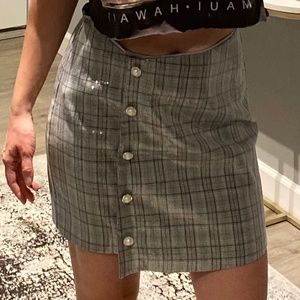 Nazanine Skirt in Grey Plaid Grey Skirt Mini Skirt Sequin Skirt Plaid